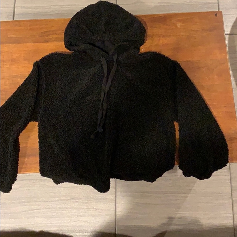 All black fuzzy hoodie